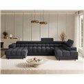 U-shaped sofa Elferaria R, sleeping function, Royal 05, boucle, dark grey, H93x358x202cm