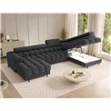U-shaped sofa Elferaria R, sleeping function, Royal 05, boucle, dark grey, H93x358x202cm