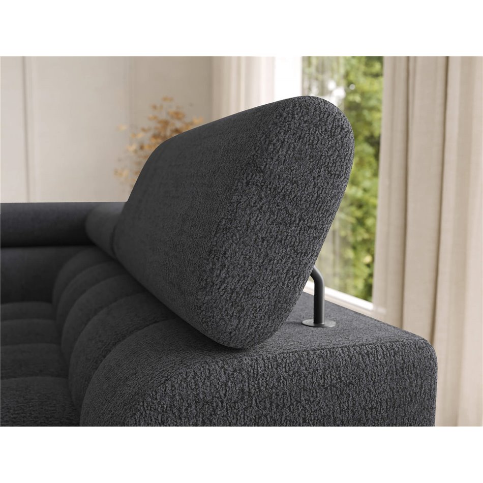 U-shaped sofa Elferaria R, sleeping function, Royal 05, boucle, dark grey, H93x358x202cm