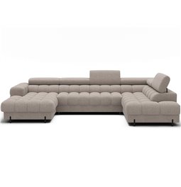 U-shaped sofa Elferaria R, sleeping function, Royal 18, boucle, beige, H93x358x202cm