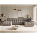 U-shaped sofa Elferaria R, sleeping function, Royal 20, boucle, dark beige, H93x358x202cm