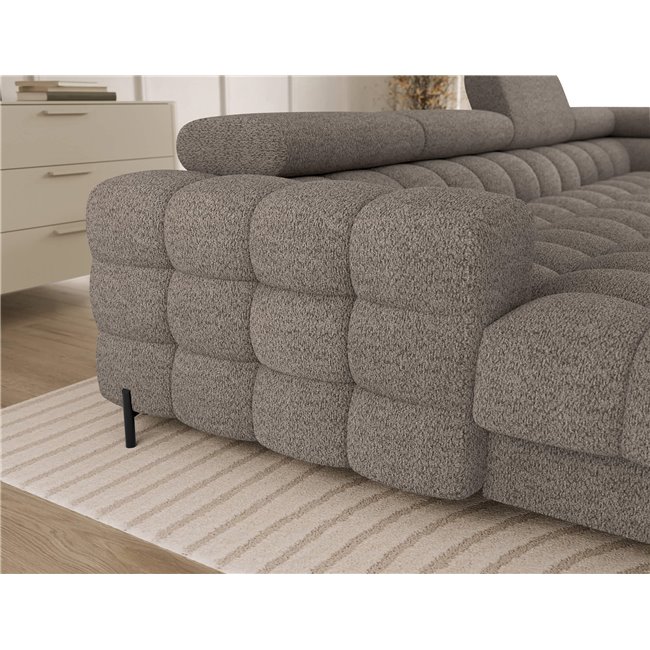 U-shaped sofa Elferaria R, sleeping function, Royal 20, boucle, dark beige, H93x358x202cm