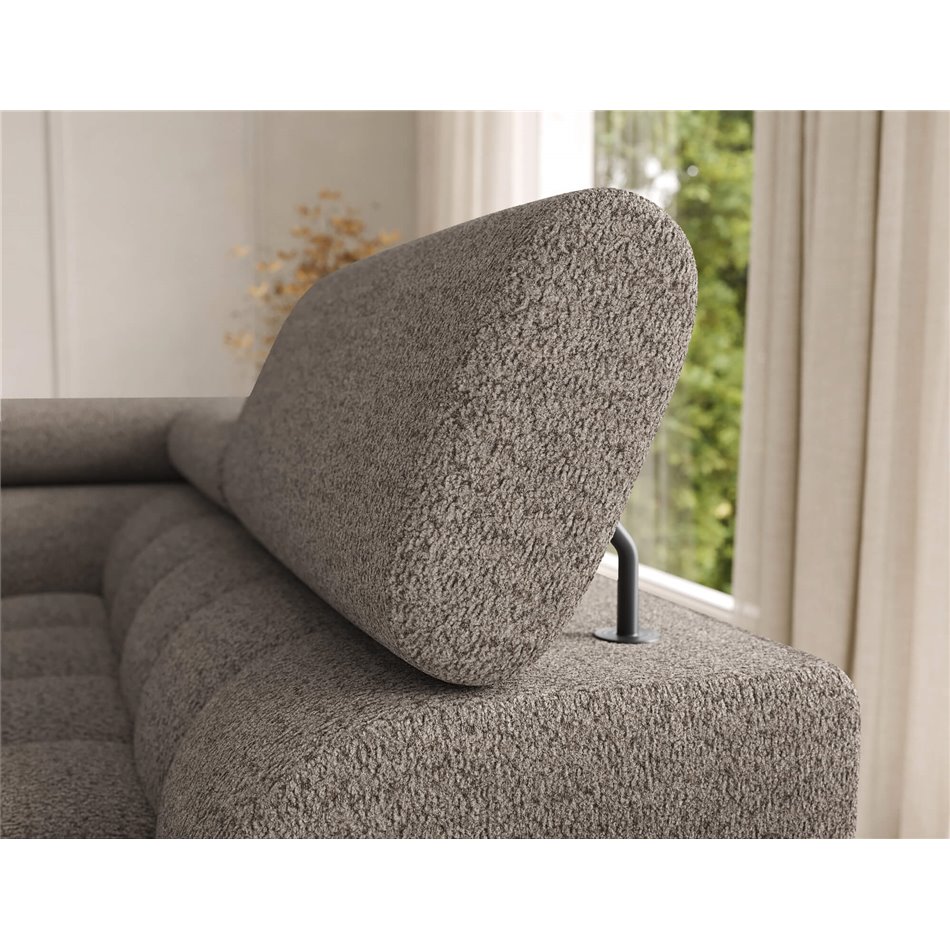 U-shaped sofa Elferaria R, sleeping function, Royal 20, boucle, dark beige, H93x358x202cm