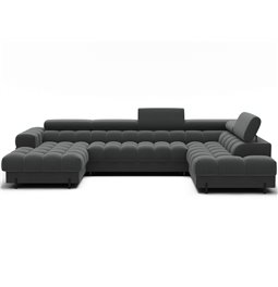 U-shaped sofa Elferaria R, sleeping function, Sola 06, dark grey, H93x358x202cm
