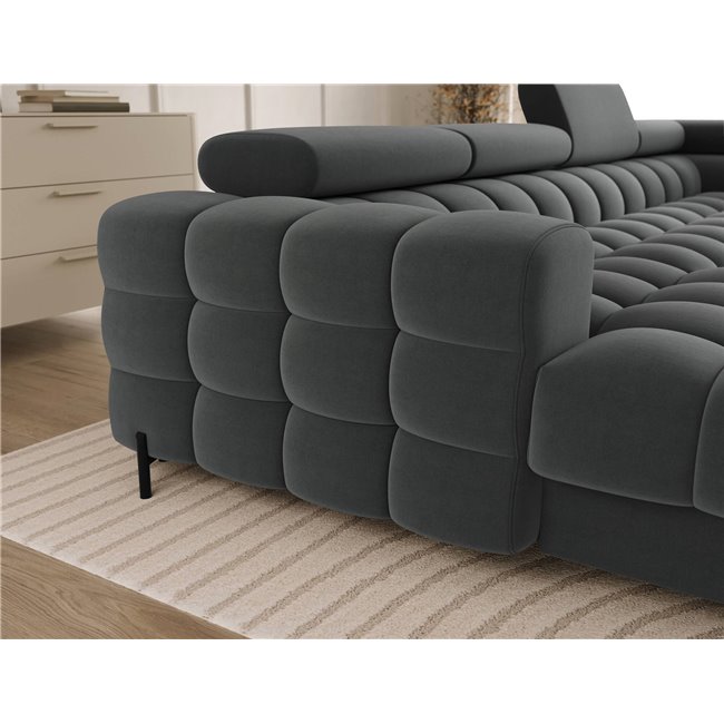 U-shaped sofa Elferaria R, sleeping function, Sola 06, dark grey, H93x358x202cm