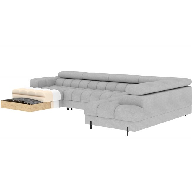 U-shaped sofa Elferaria R, sleeping function, Sola 06, dark grey, H93x358x202cm