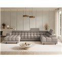 U-shaped sofa Elferaria R, sleeping function, Sola 18, beige, H93x358x202cm