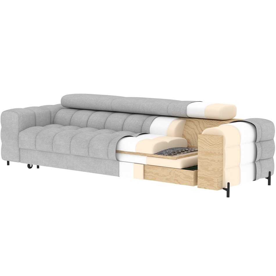 Sofa bed Efestello, sleeping function, Coralline 01, white, H96x260x100cm