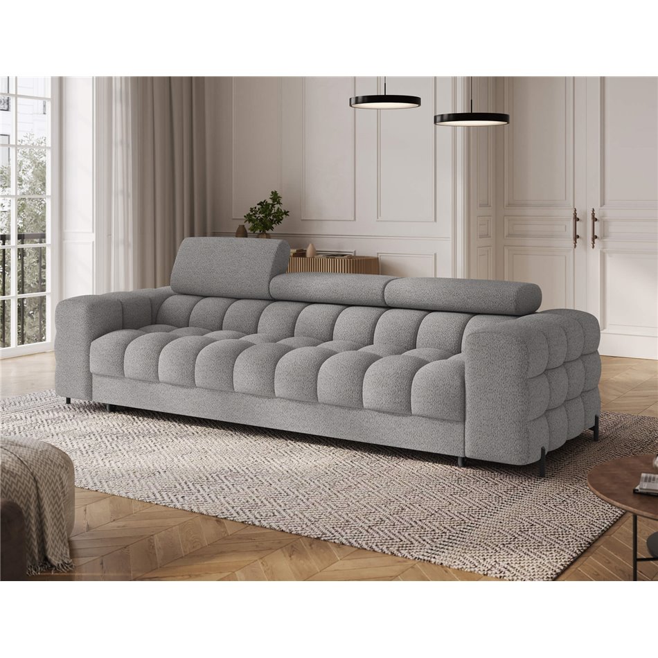 Sofa bed Efestello, sleeping function, Royal 04, boucle, grey, H96x260x100cm