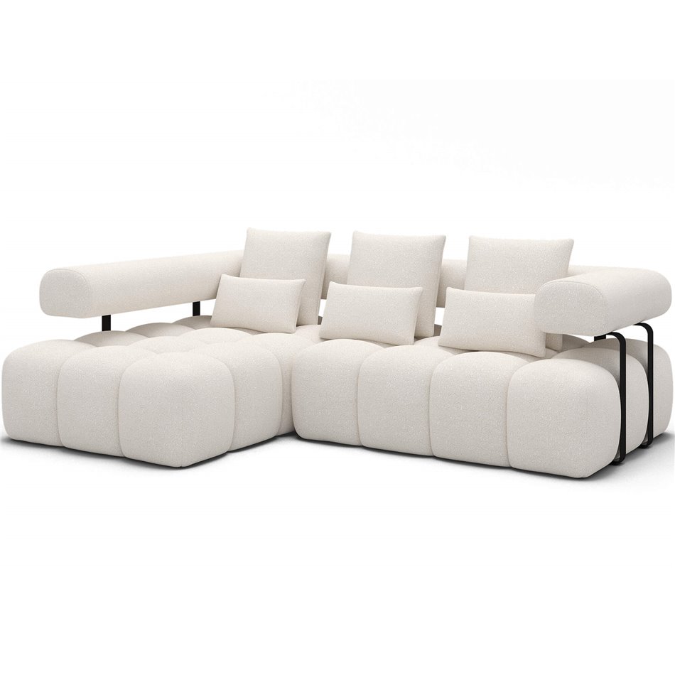 Corner sofa Elevvi L, sleeping function, Jaffray 01, white, H102x260x184cm