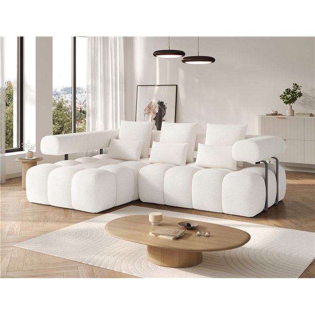 Corner sofa Elevvi L, sleeping function, Jaffray 01, white, H102x260x184cm