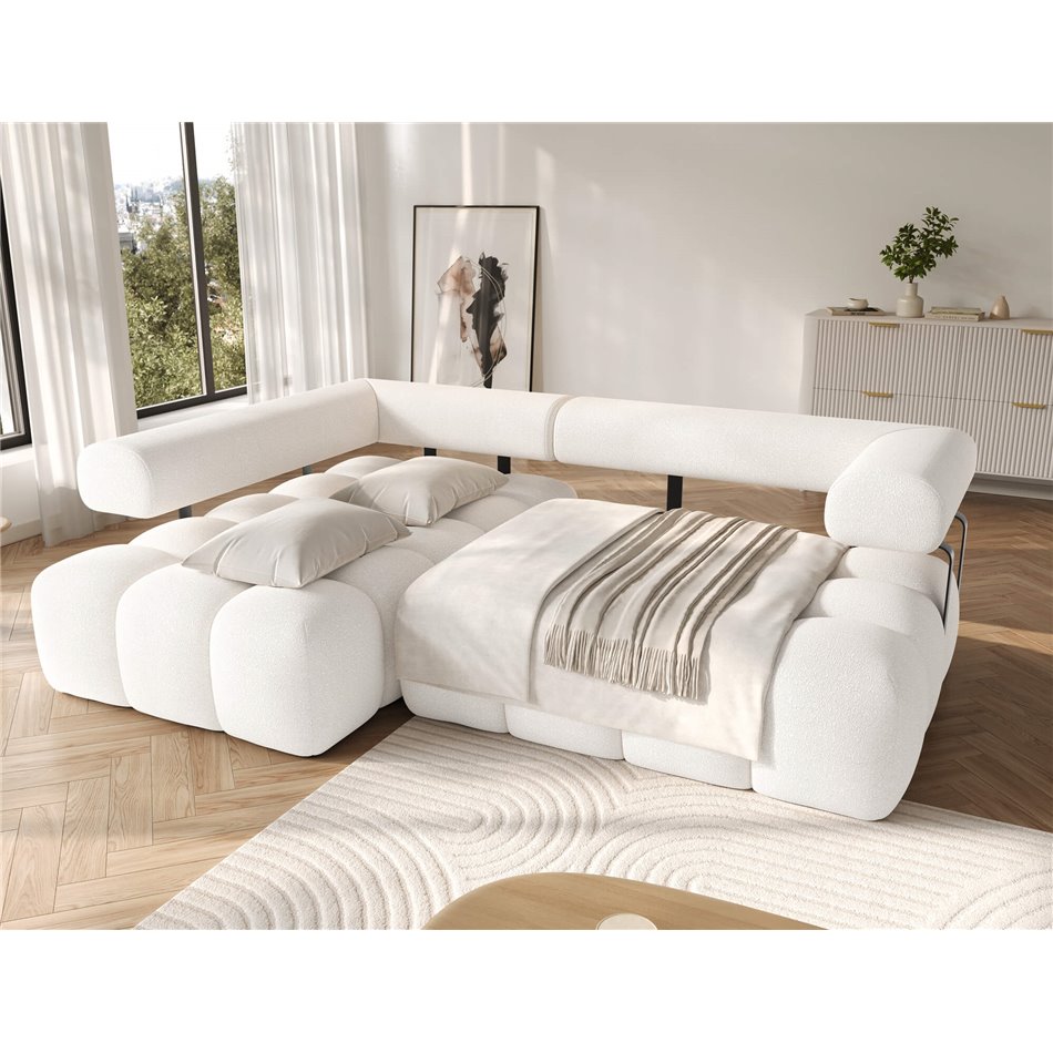 Corner sofa Elevvi L, sleeping function, Jaffray 01, white, H102x260x184cm