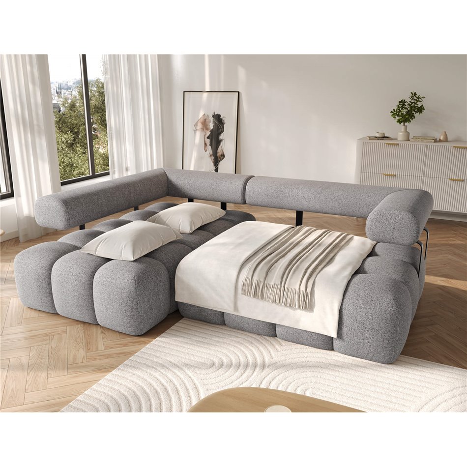 Corner sofa Elevvi L, sleeping function, Coralline 03, grey, H102x260x184cm