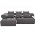 Corner sofa Elevvi L, sleeping function, Manhattan 03, dark grey, H102x260x184cm