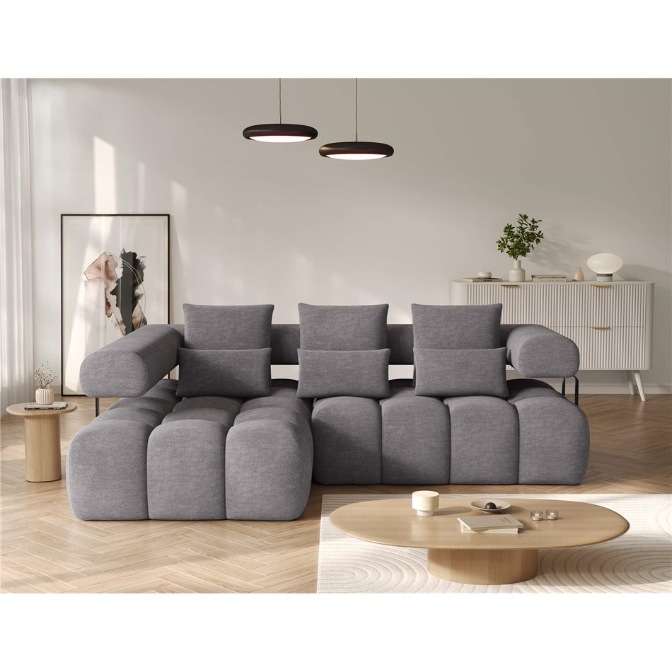 Corner sofa Elevvi L, sleeping function, Manhattan 03, dark grey, H102x260x184cm