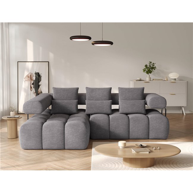 Corner sofa Elevvi L, sleeping function, Manhattan 03, dark grey, H102x260x184cm