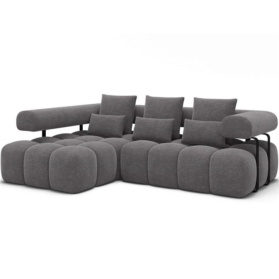 Corner sofa Elevvi L, sleeping function, Manhattan 03, dark grey, H102x260x184cm
