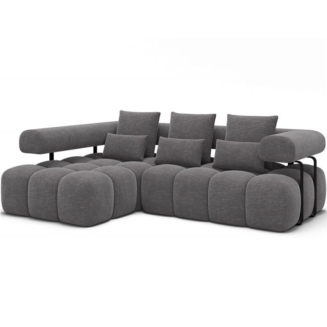 Corner sofa Elevvi L, sleeping function, Manhattan 03, dark grey, H102x260x184cm