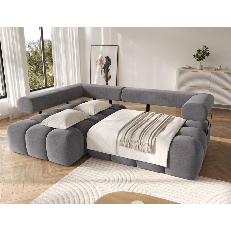 Corner sofa Elevvi L, sleeping function, Manhattan 03, dark grey, H102x260x184cm