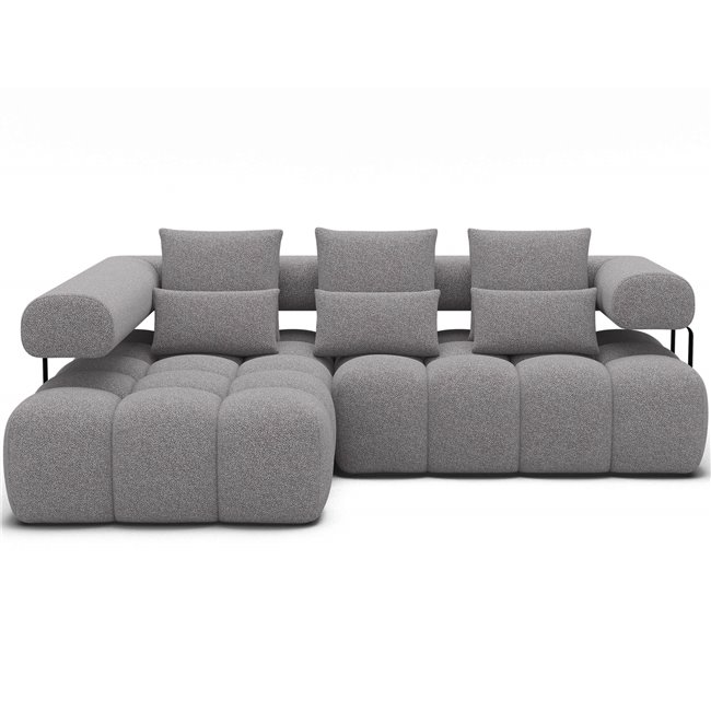 Corner sofa Elevvi L, sleeping function, Paolli 04, grey, H102x260x184cm