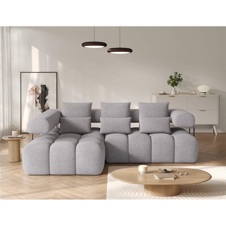 Corner sofa Elevvi L, sleeping function, Paolli 04, grey, H102x260x184cm
