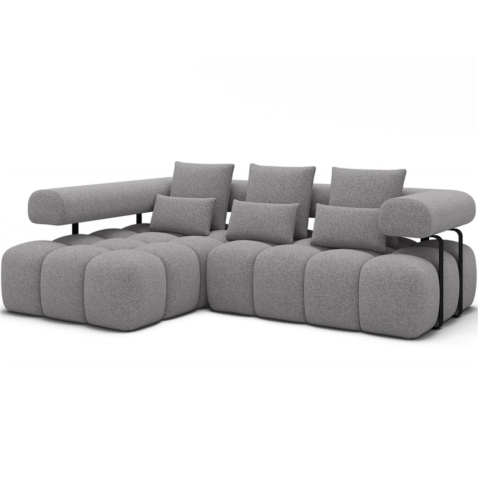 Corner sofa Elevvi L, sleeping function, Paolli 04, grey, H102x260x184cm