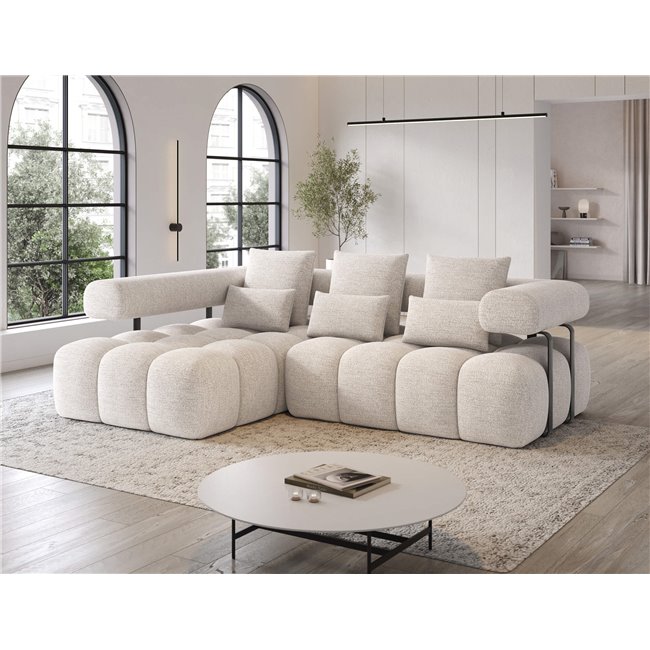 Угловой диван Elevvi L, раздвижной, Bazalt 18, бежевый, H102x260x184cm