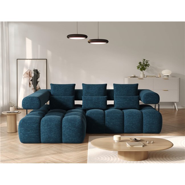 Corner sofa Elevvi L, sleeping function, Manhattan 40, blue, H102x260x184cm