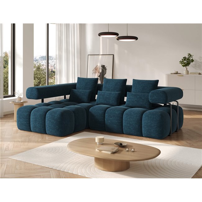 Corner sofa Elevvi L, sleeping function, Manhattan 40, blue, H102x260x184cm