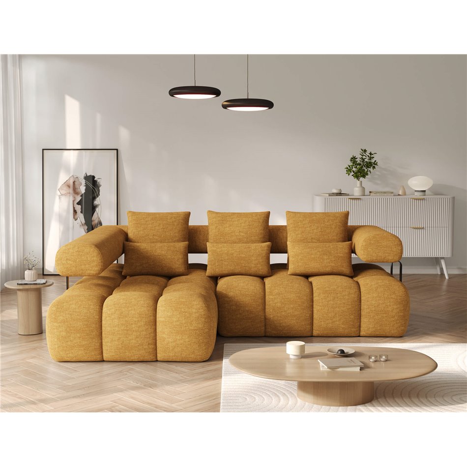 Corner sofa Elevvi L, sleeping function, Manhattan 45, yellow, H102x260x184cm