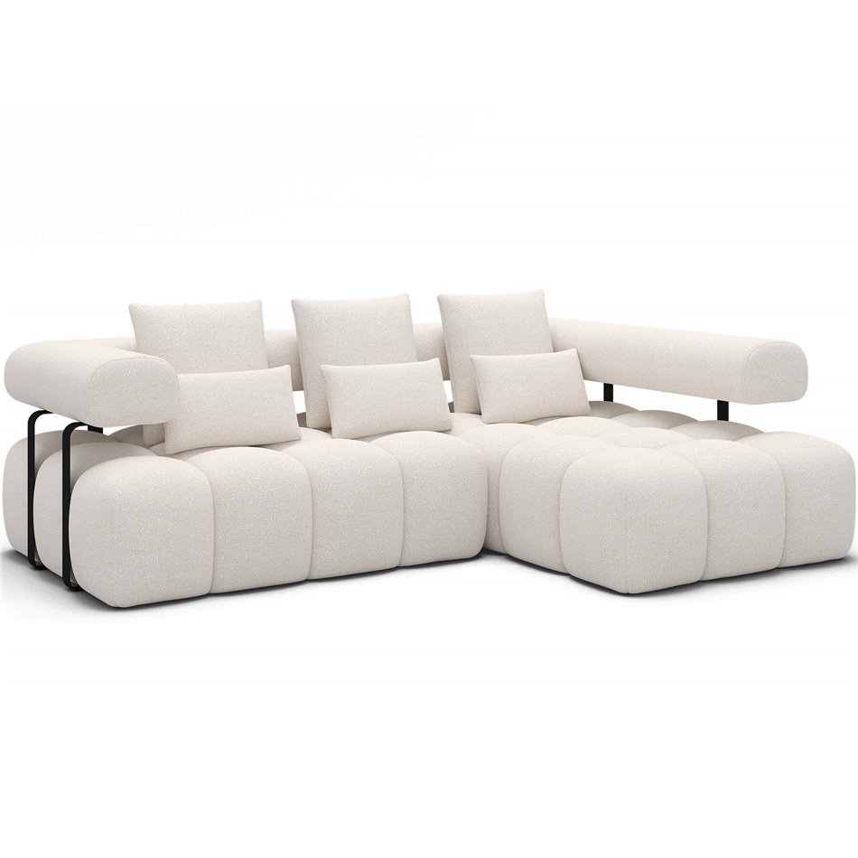 Corner sofa Elevvi R, sleeping function, Jaffray 01, white, H102x260x184cm