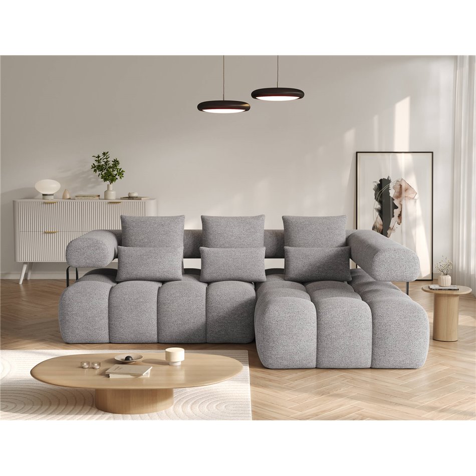 Corner sofa Elevvi R, sleeping function, Coralline 03, grey, H102x260x184cm