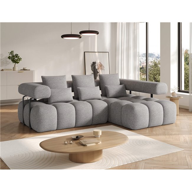 Corner sofa Elevvi R, sleeping function, Coralline 03, grey, H102x260x184cm