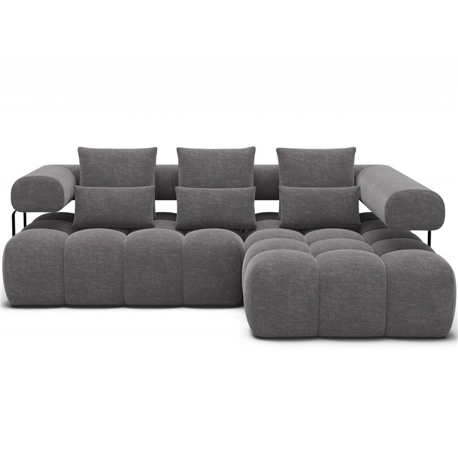 Corner sofa Elevvi R, sleeping function, Manhattan 03, dark grey, H102x260x184cm