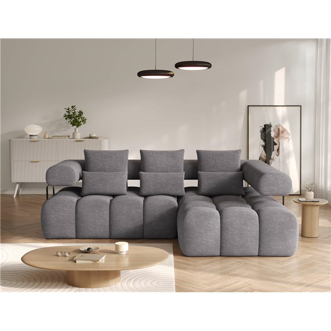 Corner sofa Elevvi R, sleeping function, Manhattan 03, dark grey, H102x260x184cm