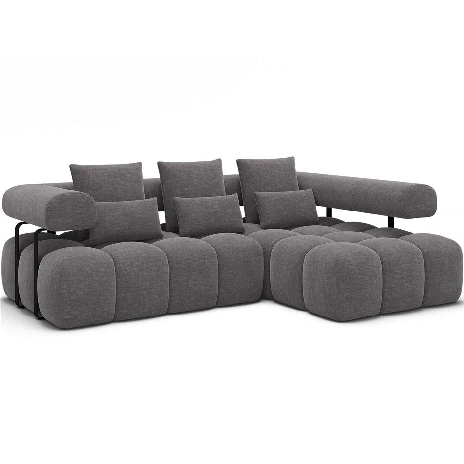 Corner sofa Elevvi R, sleeping function, Manhattan 03, dark grey, H102x260x184cm