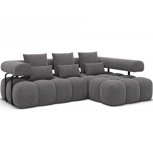 Corner sofa Elevvi R, sleeping function, Manhattan 03, dark grey, H102x260x184cm