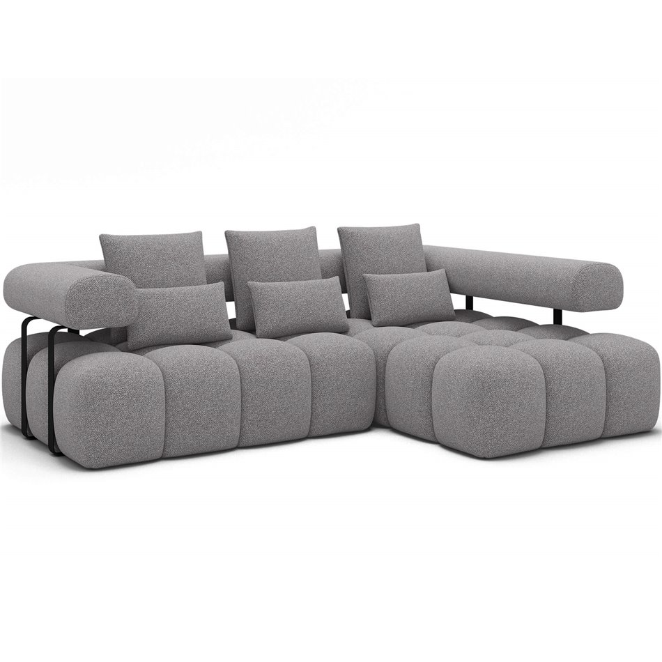 Corner sofa Elevvi R, sleeping function, Paolli 04, grey, H102x260x184cm