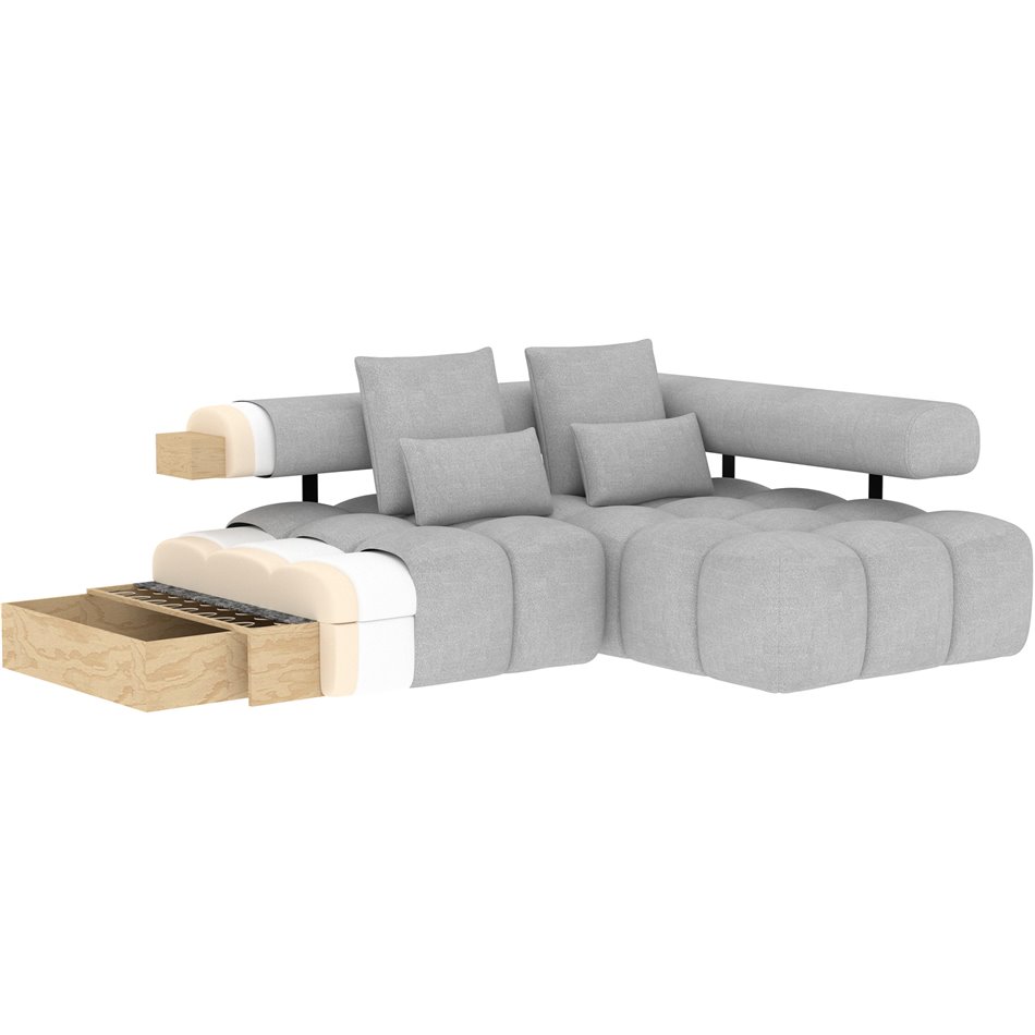Corner sofa Elevvi R, sleeping function, Paolli 04, grey, H102x260x184cm