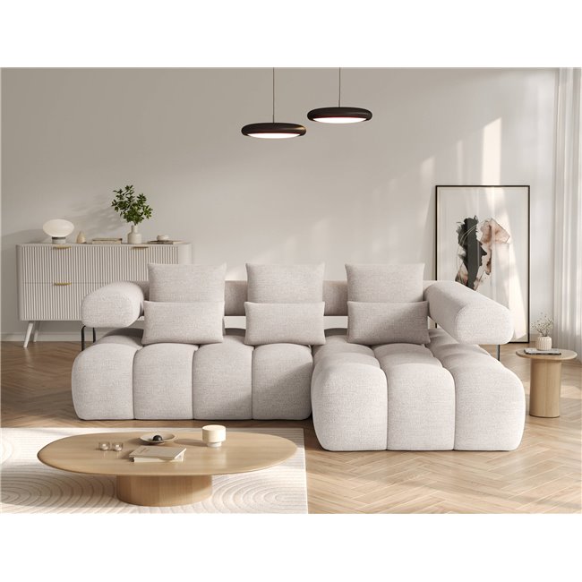 Corner sofa Elevvi R, sleeping function, Bazalt 18, grey, H102x260x184cm
