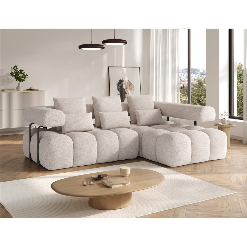 Corner sofa Elevvi R, sleeping function, Bazalt 18, grey, H102x260x184cm