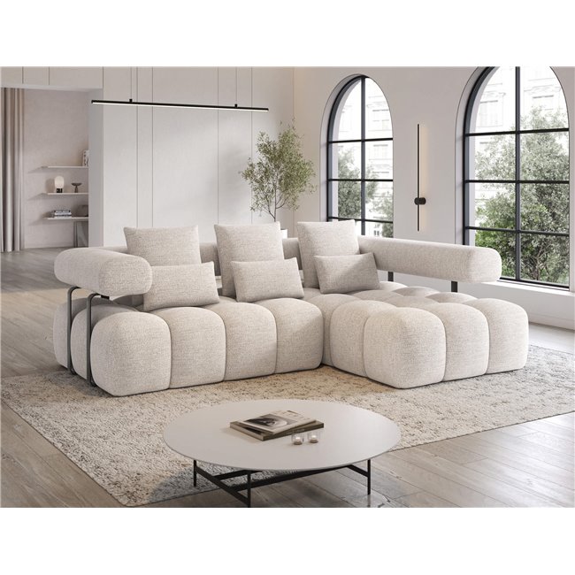 Corner sofa Elevvi R, sleeping function, Bazalt 18, grey, H102x260x184cm