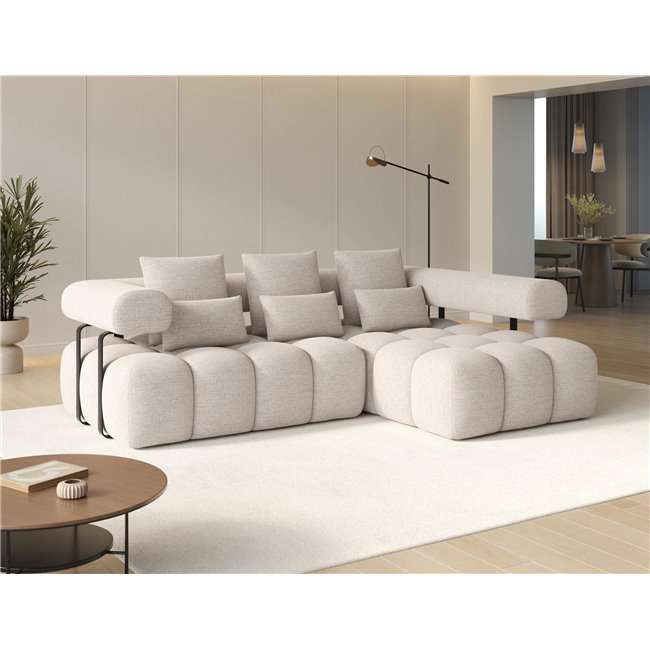 Corner sofa Elevvi R, sleeping function, Bazalt 18, grey, H102x260x184cm