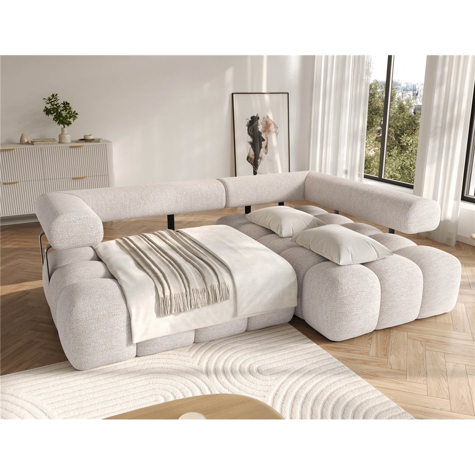 Corner sofa Elevvi R, sleeping function, Bazalt 18, grey, H102x260x184cm