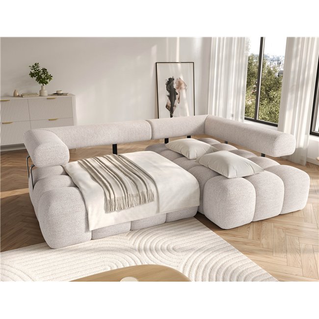 Corner sofa Elevvi R, sleeping function, Bazalt 18, grey, H102x260x184cm