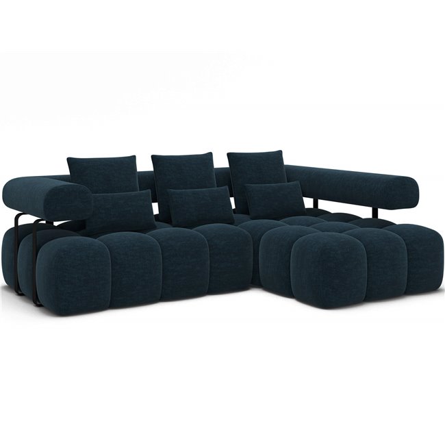 Corner sofa Elevvi R, sleeping function, Manhattan 40, blue, H102x260x184cm
