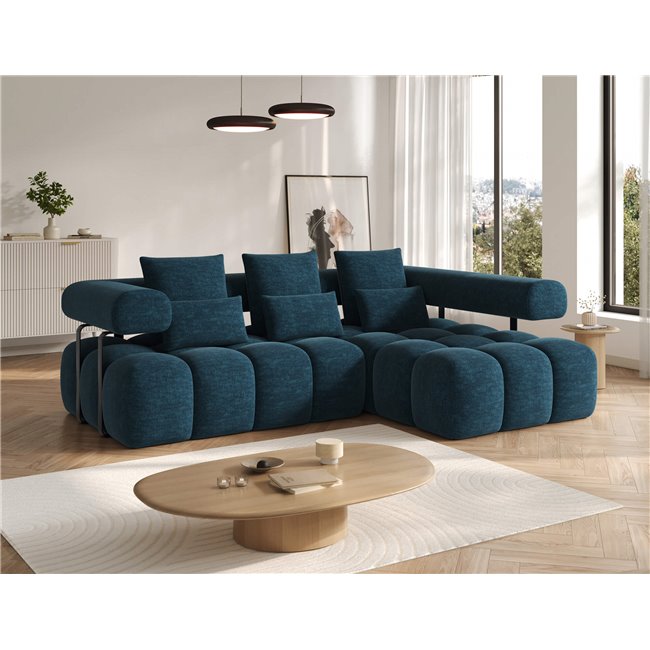 Corner sofa Elevvi R, sleeping function, Manhattan 40, blue, H102x260x184cm