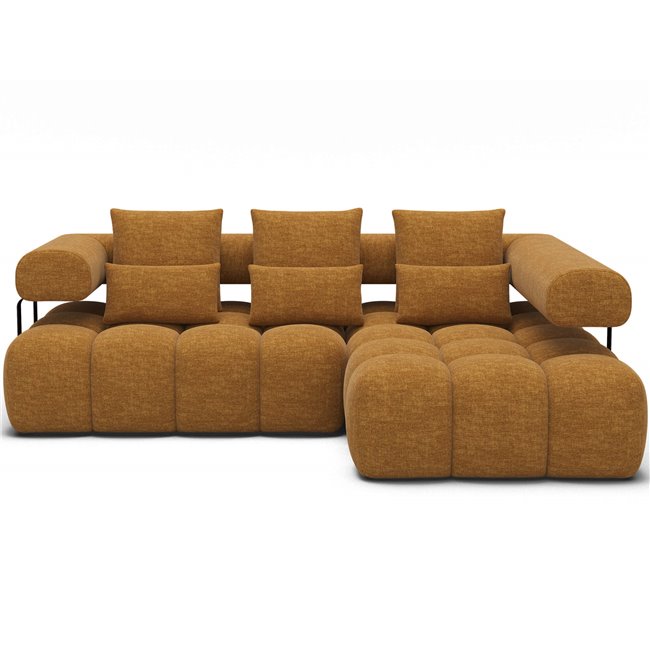 Corner sofa Elevvi R, sleeping function, Manhattan 45, yellow, H102x260x184cm
