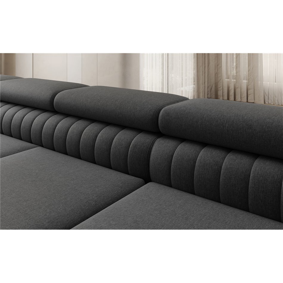 U-shaped sofa Eluis L, sleeping function, Sawana 14, black, H92x347x202cm