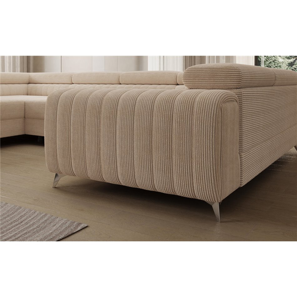 U-shaped sofa Eluis L, sleeping function, Jarell 18, corduroy, beige, H92x347x202cm